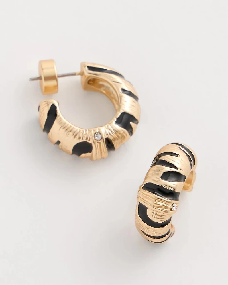 Tiger Beaded Hoop Earrings