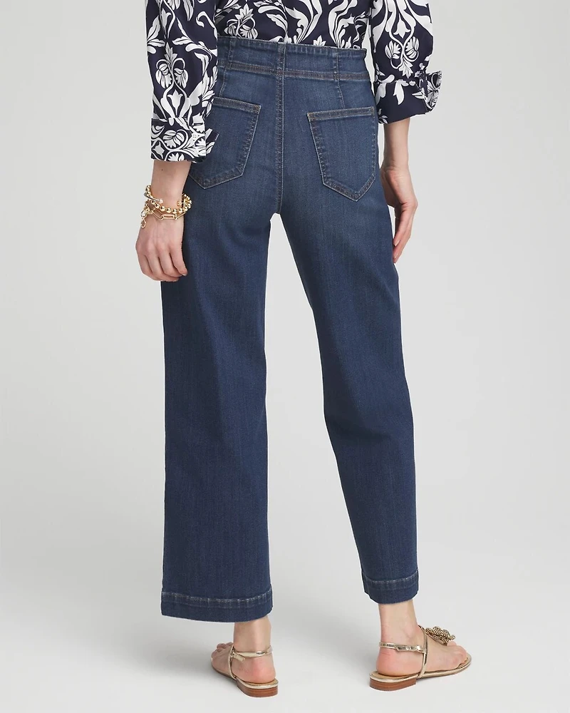 Pull-on Wide Leg Cropped Jeans