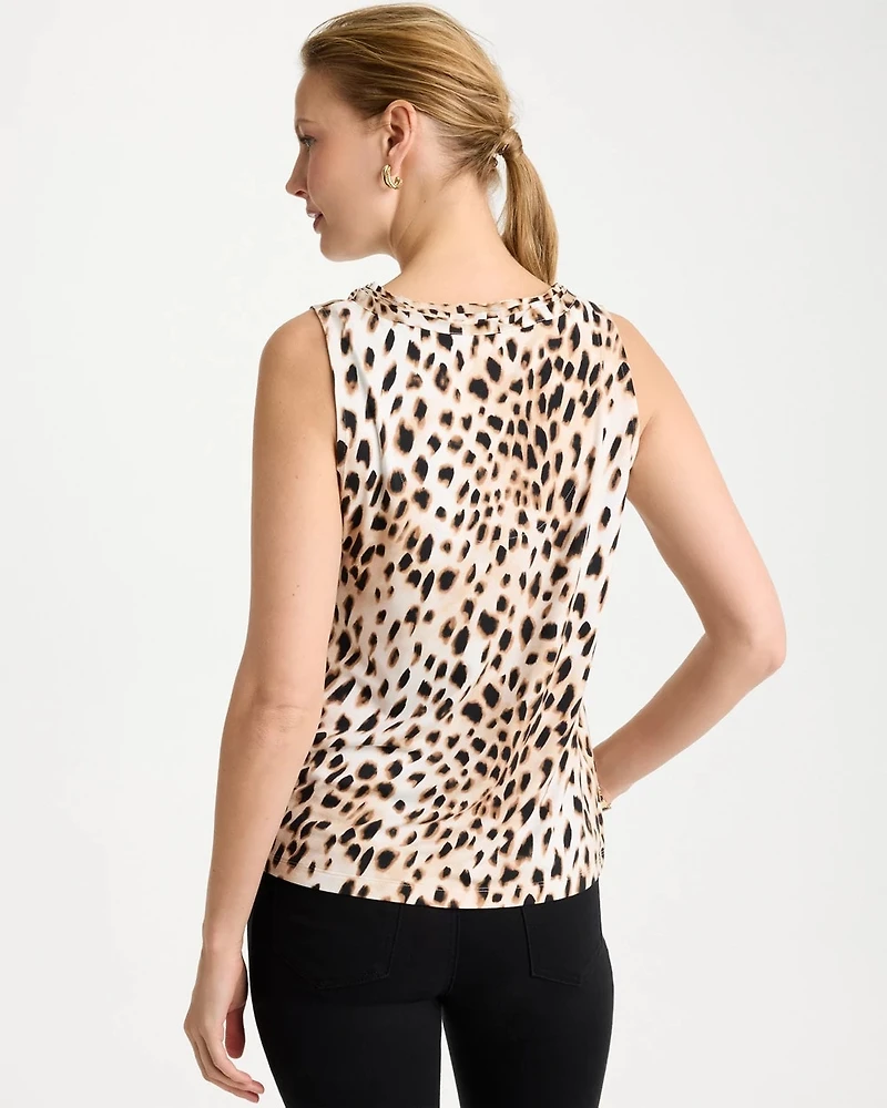 Animal Print Jersey Satin Tank Top