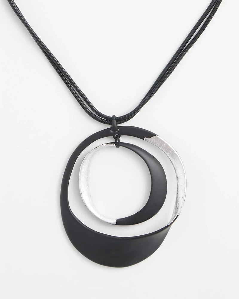 Silver-tone Circle Pendant Necklace