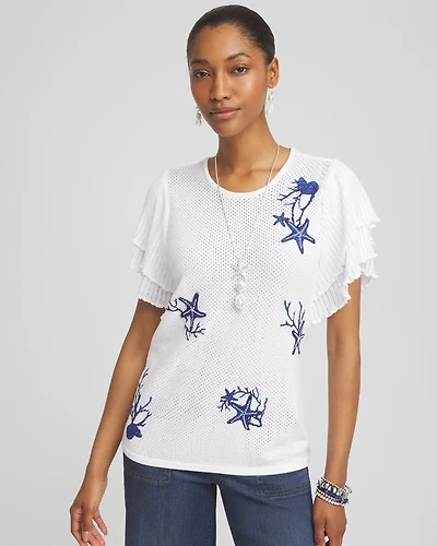 Ocean Motif Pullover Sweater