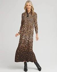 Leopard Print Long Sleeve Maxi Dress