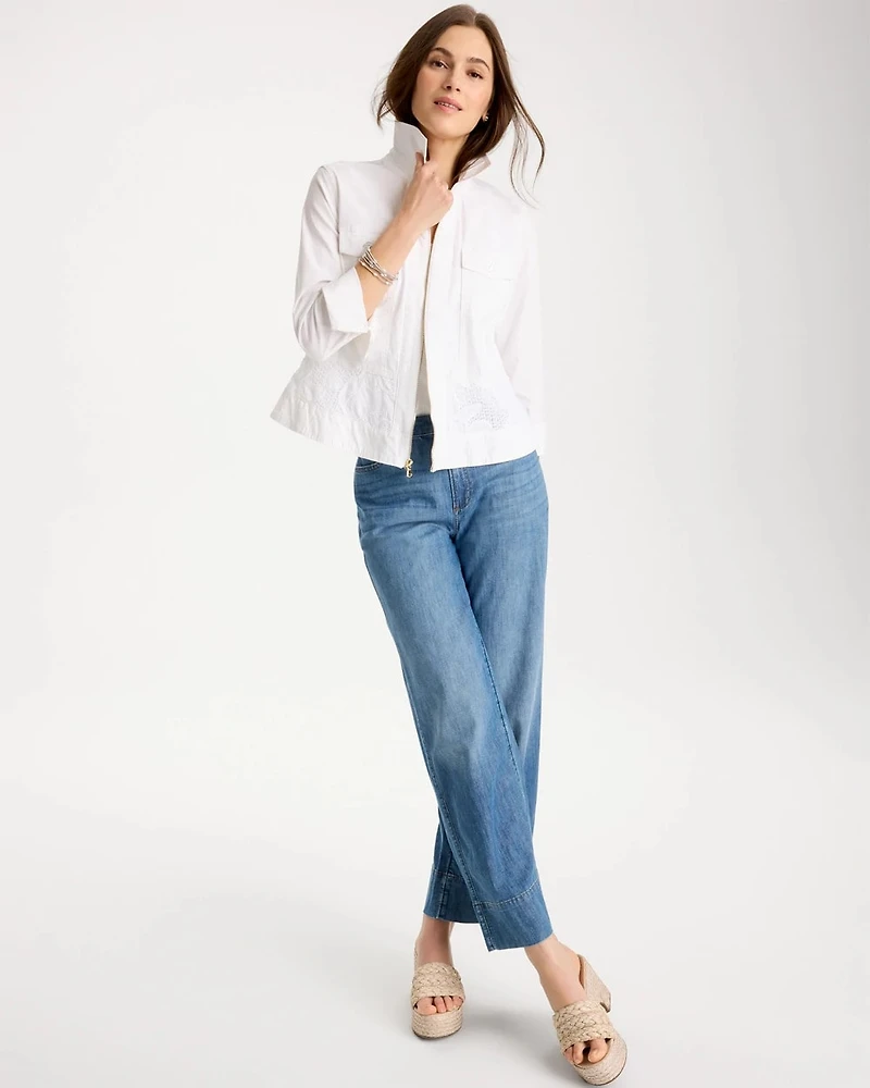 Poplin Cotton Lace Peplum Jacket