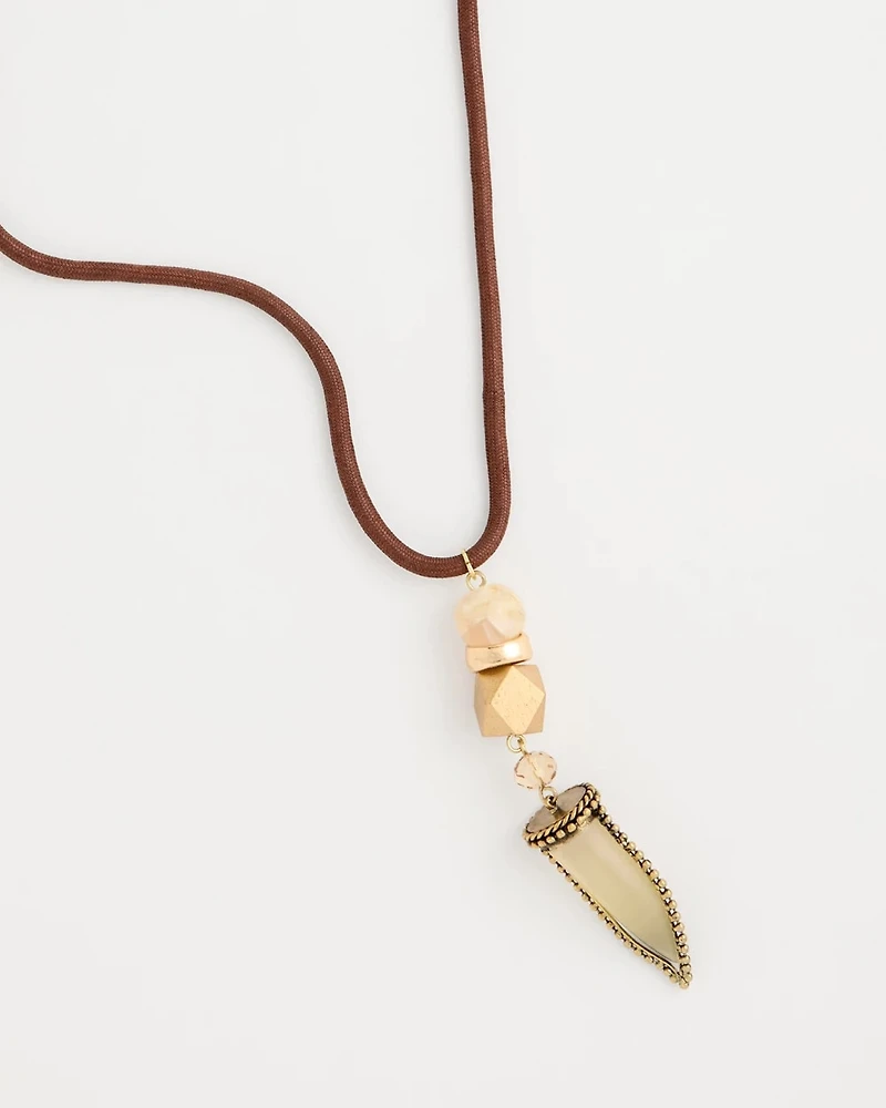Tooth Pendant Corded Necklace