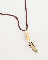Tooth Pendant Corded Necklace