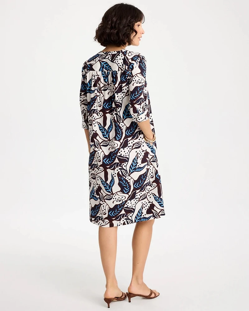 Poplin Cotton Popover Printed Dress