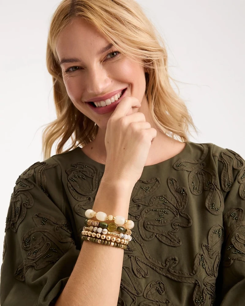 Green Stretch Bangle Set of Five
