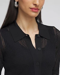 Pointelle Collared Cardigan