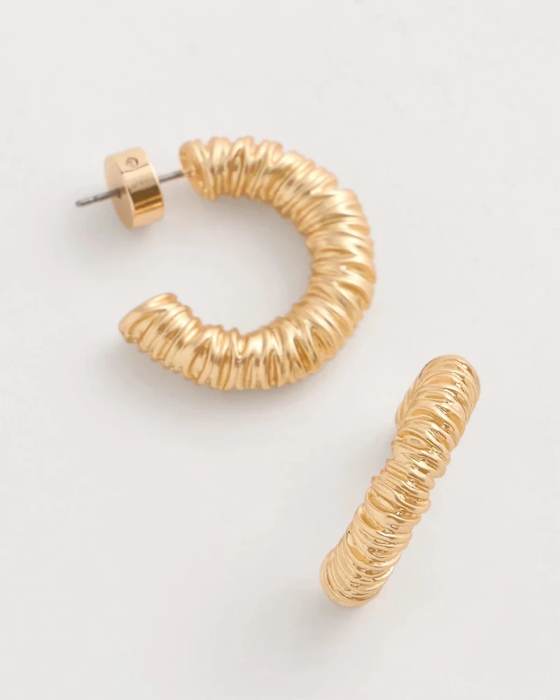 Crinkle Goldtone Hoop Earrings