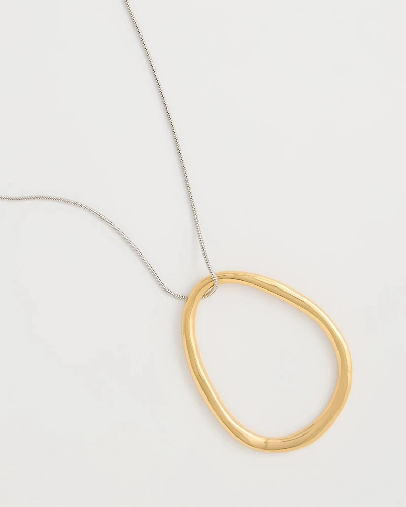 Mixed Metal Circle Pendant Necklace