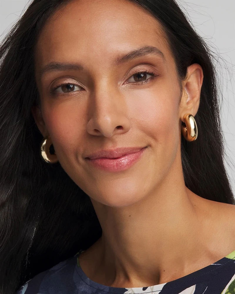 Gold Puff Hoop Earrings