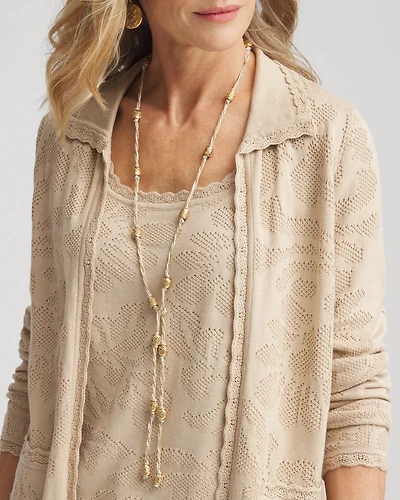 Gold-Tone Beaded Lariat Necklace