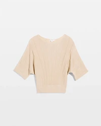 Metallic Pleated Dolman Pullover Sweater