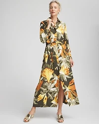 Fall Floral Print Shirt Dress