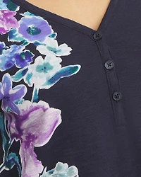 Floral Henley Side Slit Tunic