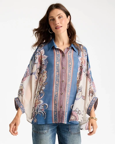 Collared Button Down Poncho