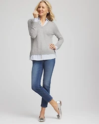 Sequin Built-In Shirt Knit Sweater