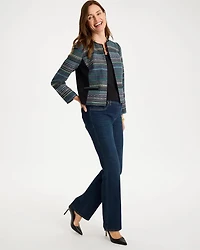 Ponte Jacquard Fringe Jacket