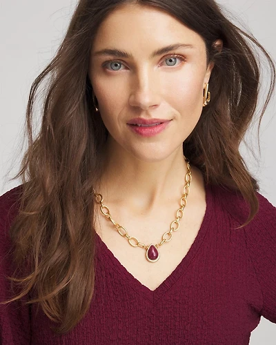 Convertible Three-Strand Stone Pendant Necklace