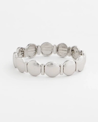 Silver Textured Circle Stretch Bracelet