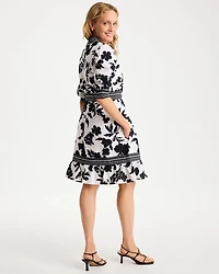 Floral Cotton-Linen Belted Dress