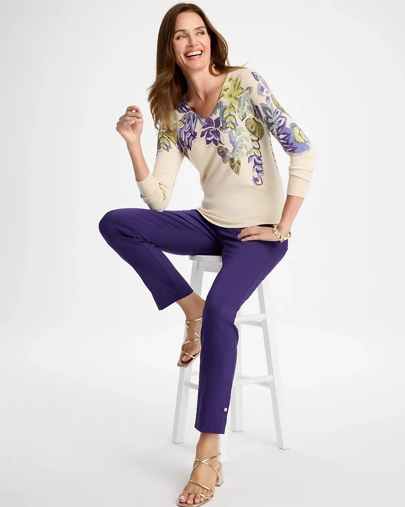 Ella Garden Print Long-Sleeve Pullover Sweater