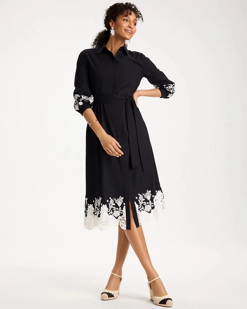 Cotton Lace Trim Shirtdress