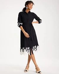 Cotton Lace Trim Shirtdress