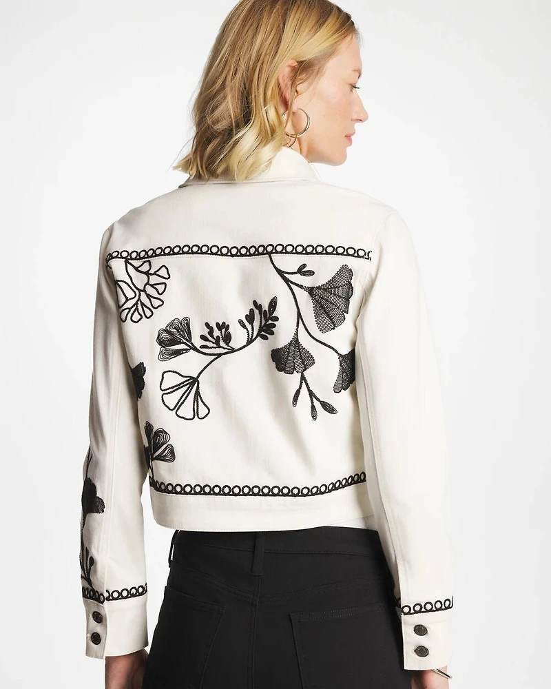 Ginkgo Embroidered Denim Jacket