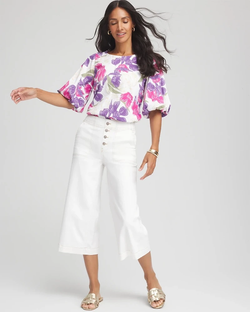 Floral Bubble Sleeve Top