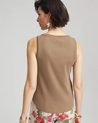 Ribbed Crochet-Trimmed Tank