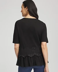 Chevron Sequin Peplum Linen Tee