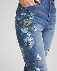 Girlfriend Butterfly Printed Cropped Jeans