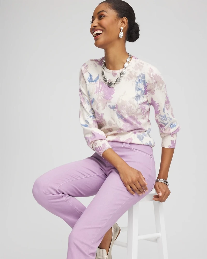 Floral Sequin Pullover Sweater