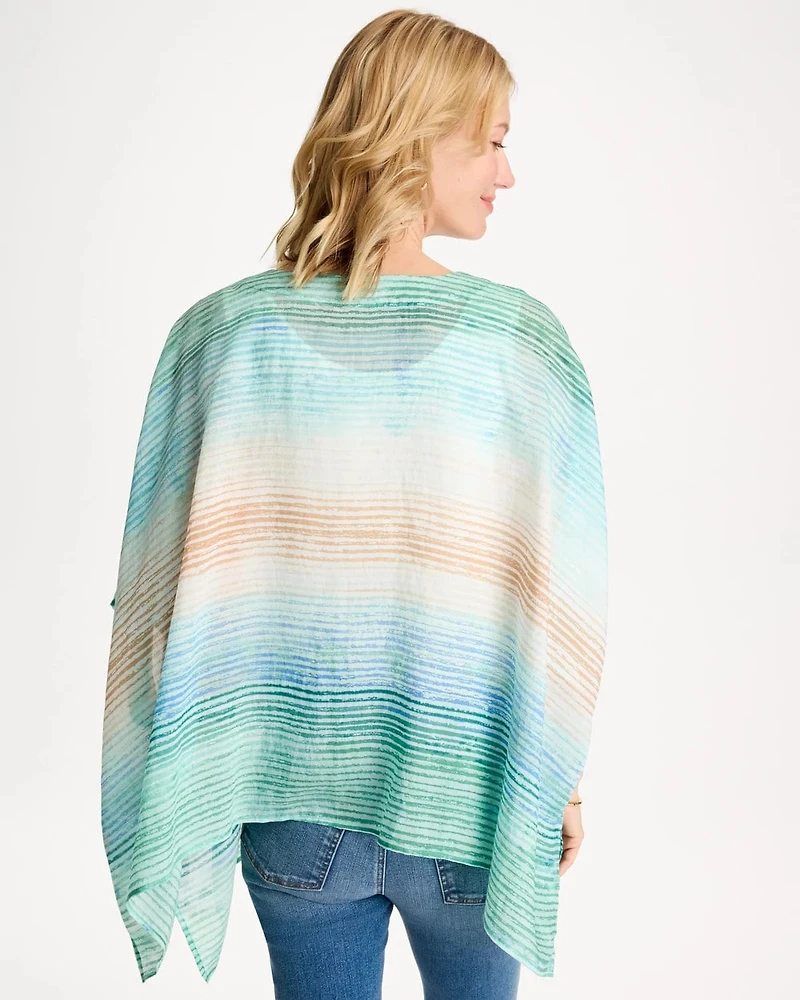 Ombre Coastal Printed Poncho