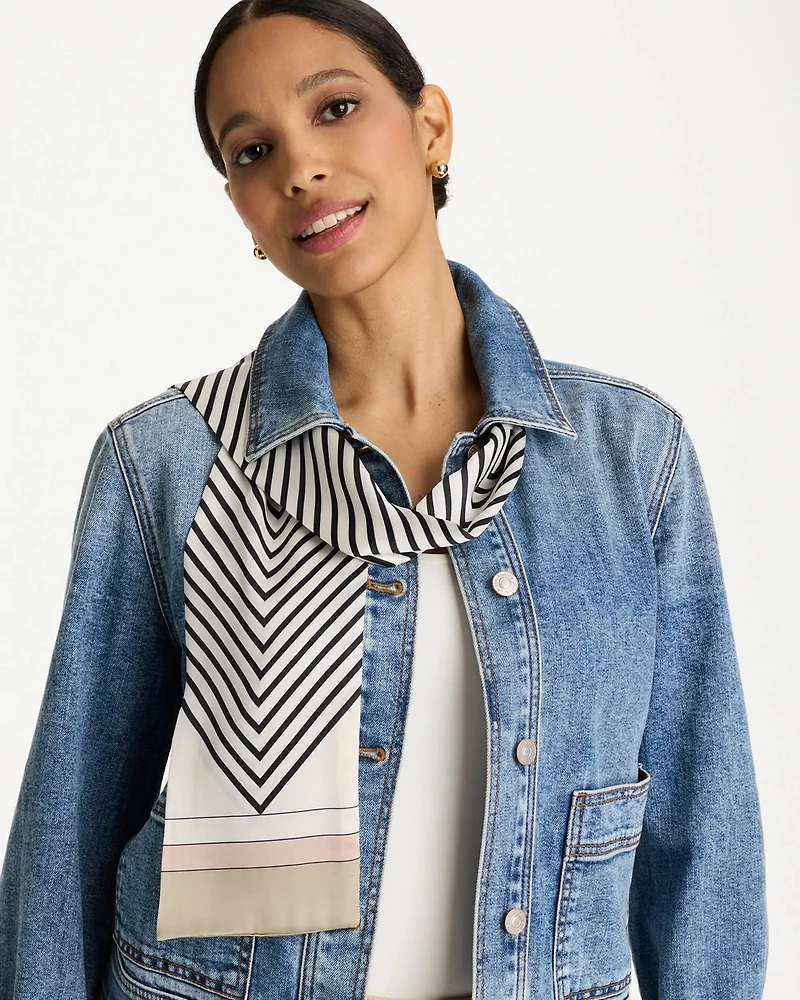 Satin Printed Skinny Scarf