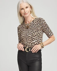The Touch of Cool™ Leopard Elbow Sleeve Layering Tee