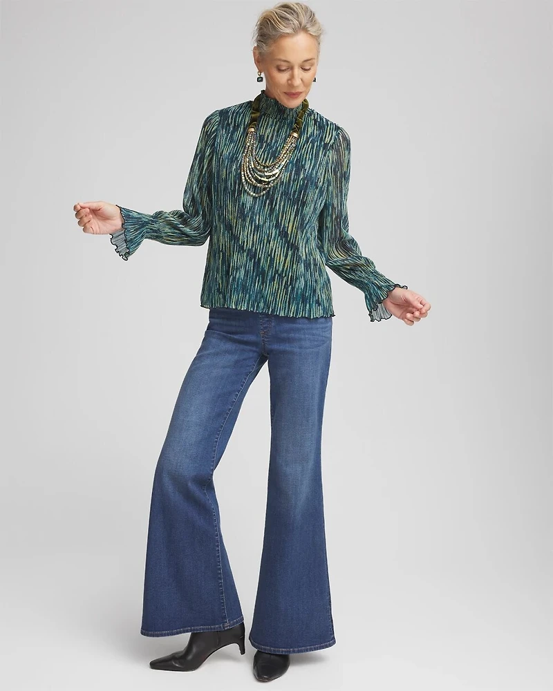 Crinkle Shine Mock-Neck Top