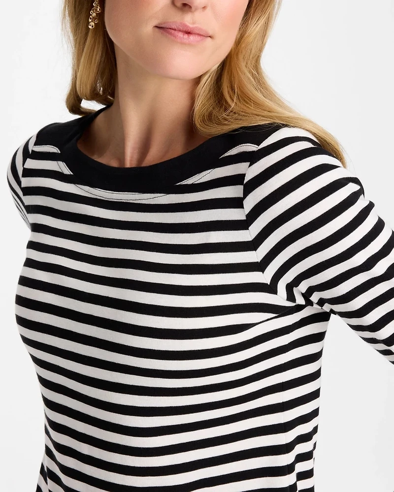 Striped Pima Cotton Boatneck Tee