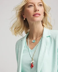 Convertible Coral Turquoise Charm Necklace