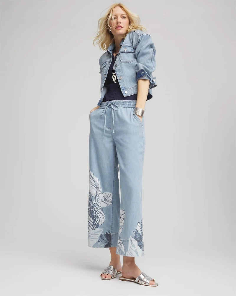 Lightweight Drawstring Cropped Denim