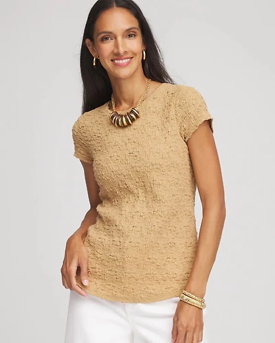 Textured Cap Sleeve Tee