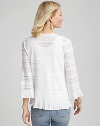 Pointelle Open Front Cardigan Sweater
