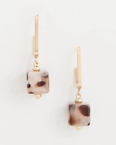 Tortoise Cubes on Fishwire Earrings