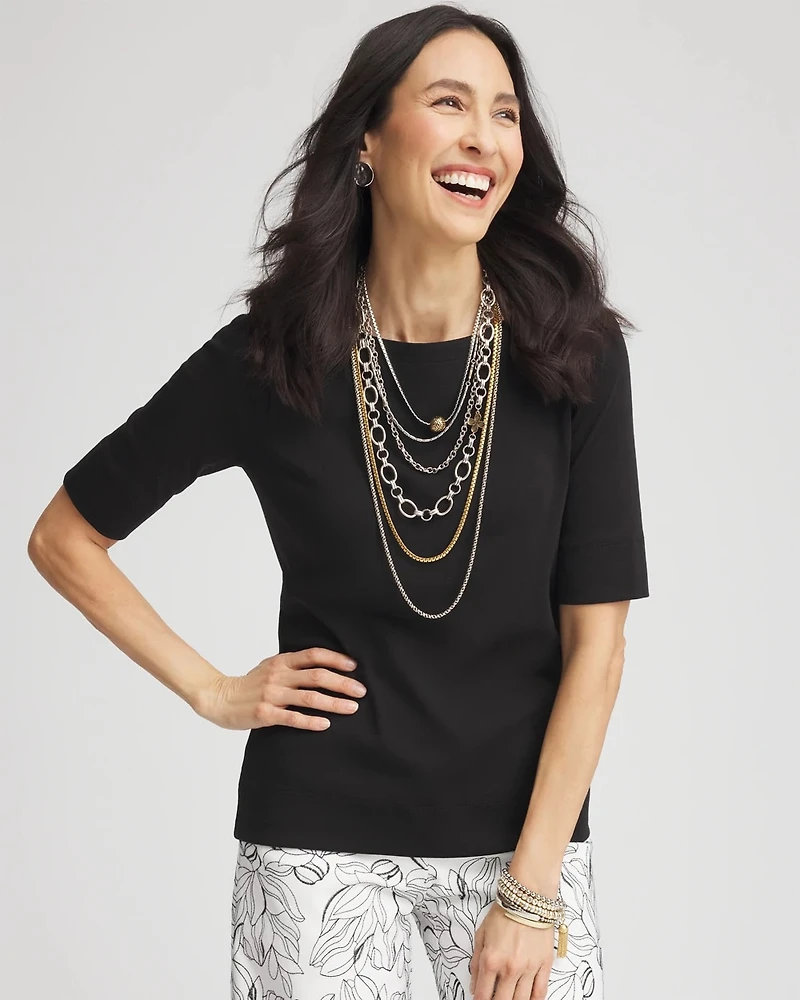 Pima Cotton Bateau-Neck Tee