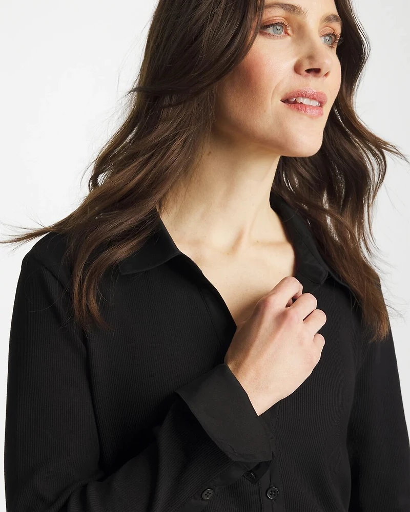 Collared Rib Mix Henley