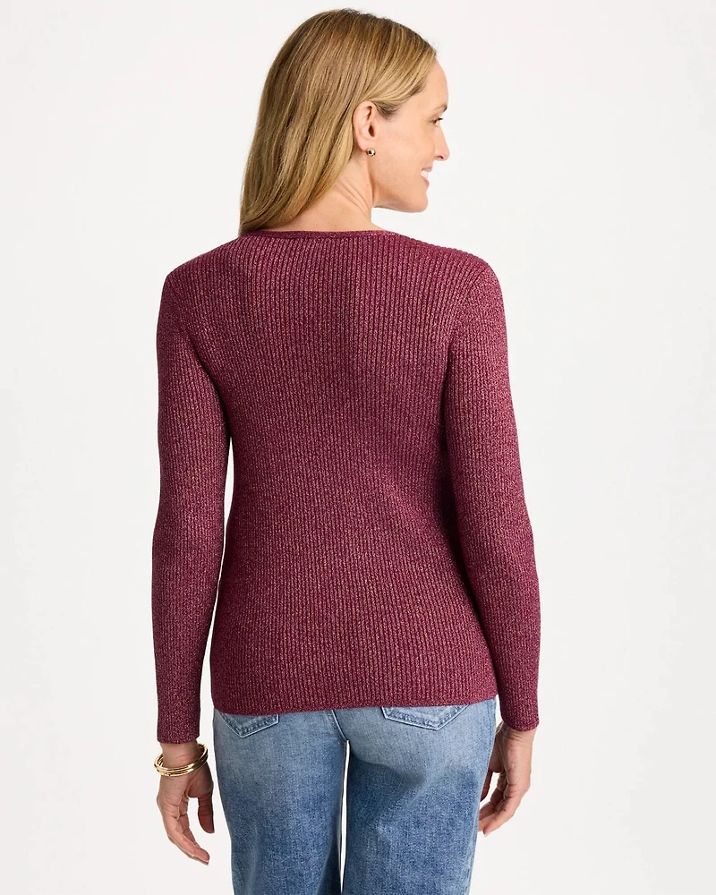 Ella Ribbed V-Neck Pullover Sweater