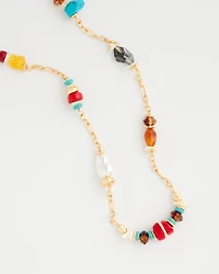 Mixed-Media Long Beaded Necklace