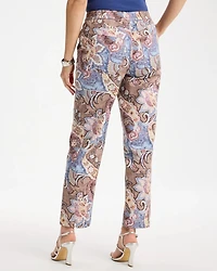 Printed Cotton Twill Barrel Pants