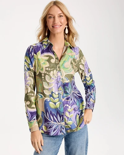 No Iron™ Stretch Garden Print Shirt